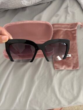 Miu Miu Black & Red Cat-Eye Cut off Sunglasses